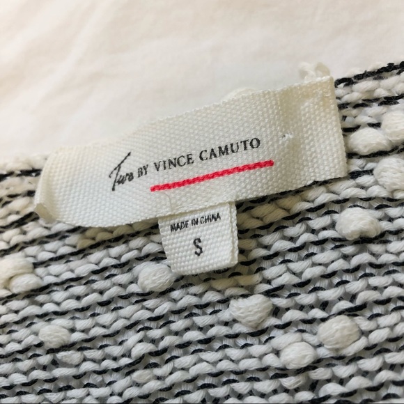 Two by Vince Camuto Black and White Sweater High Low Top Tunic Boatneck - Picture 4 of 5